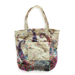 Paisley embellished cotton tote shopping bag